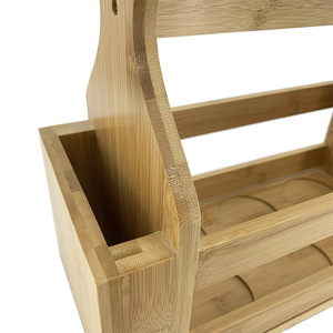 Factory direct sales of creative bamboo portable wine racks, <b>beer</b> and cocktail baskets, multi-functional bamboo outdoor wine - Product Image 4
