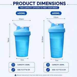 Botella Mezcladora Deportiva de Plástico PP de 400 ml y 600 ml con Logotipo Personalizado al por Mayor, para Gimnasio, Deportes, Proteínas, Regalo Promocional - Product Image 3