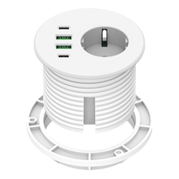 Tomacorriente Redondo Inteligente de 3 Pulgadas para Escritorio de Oficina Industrial, con Puerto USB, Oculto en la Superficie, con Enchufe Europeo