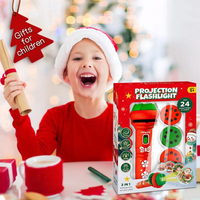 Nouveau noël enfants éducation précoce coffret cadeau jouets jouet lumineux lampe de poche projecteur torche lumière 24 dessin animé motif lumière de noël