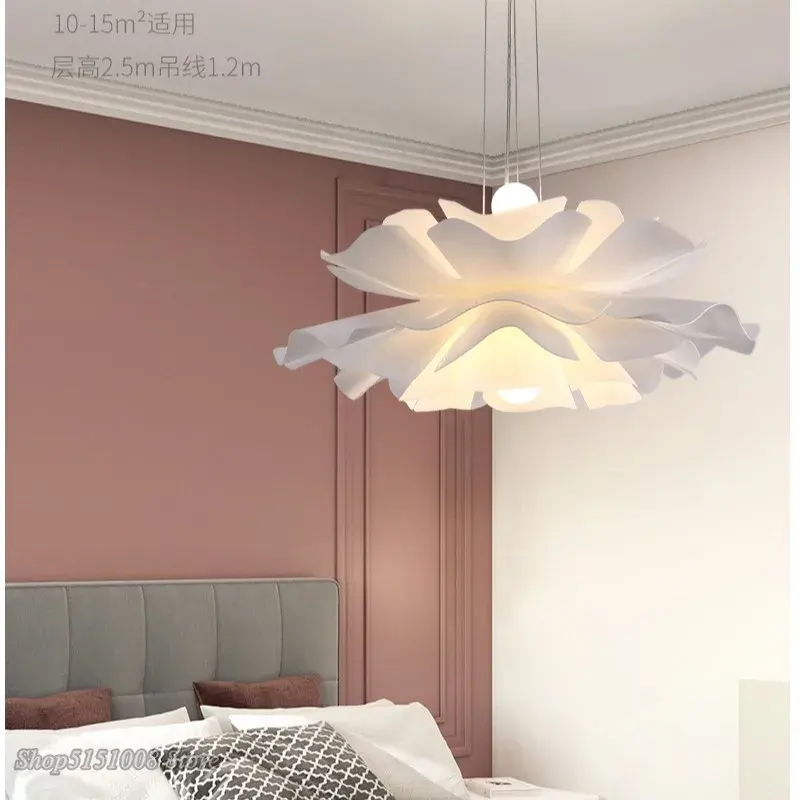 현대 북유럽 LED 침실 램프 미니말리 화이트 아크릴레스토랑 거실 램프 소녀 방 샹들리에 꽃 레드 샹들리에