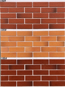 Conception de mosaïque de bande mate pour le mur extérieur de bâtiment moderne Carreau de céramique d'aspect de brique rouge pour la villa de jardin de maison - Product Image 5
