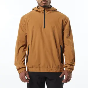 أزياء نصف سحاب اللياقة البدنية بارد فارغة ممارسة سترة واقية من الماء للرجال - Product Image 1