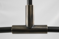 Lámpara Colgante XZ Vintage de Doble Bombilla, Bola de Cristal, Cobre Negro, LED, para Isla de Cocina, Lámpara Colgante de Metal