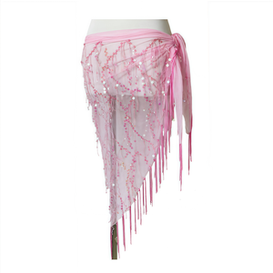 Pañuelo triangular con borlas para danza del vientre al por mayor, pañuelos de cadera para danza del vientre, pañuelo triangular de cadera teñido anudado para danza del vientre - Product Image 1
