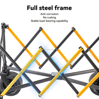 Poussette de jardin pliable en alliage d'aluminium, design tout-terrain à 4 roues, construction durable, grande capacité, 2 porte-gobelets pour le camping