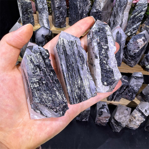 Fabriek Natuurlijke Genezende Kristal Edelsteen Zwarte Toermalijn Ruwe Rand Punt Voor Decor - Product Image 4