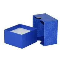 Boîtes d'emballage carrées en carton rigide bleu mat de luxe avec couvercle gaufré et trous de préhension pour pot en verre de 5 ml, coffret deux pièces pour soins de la peau