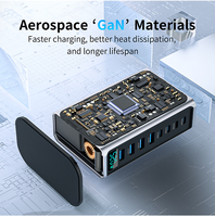 Chargeur GaN 520W, Hub de bureau GaN 5.0 à 8 ports, 4C PD100W, 4A QC30W, Affichage visuel, Compact pour les voyages