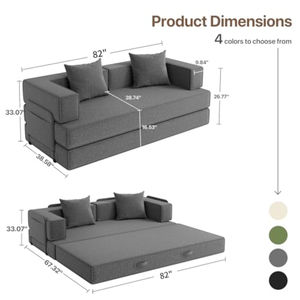 Canapé-lit convertible avec tissu chenille, canapé-lit escamotable pour salon, appartement, aucun assemblage requis - Product Image 2