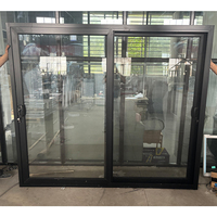 Porte coulissante en aluminium à rupture de pont thermique WEIKA série 90 noire avec poignée en D et moustiquaire coulissante, tailles personnalisées