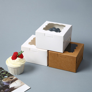 Caja <span class=keywords><strong>de</strong></span> Papel Kraft Personalizable <span class=keywords><strong>de</strong></span> Primera Calidad con Ventana para Empaque <span class=keywords><strong>de</strong></span> Cupcakes y Productos <span class=keywords><strong>de</strong></span> Panadería, MOQ Bajo - Product Image 1