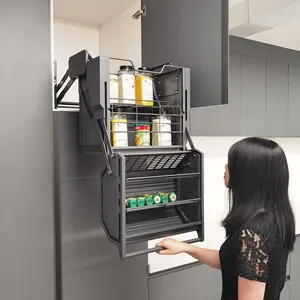 VASE magic collector tall pantry cabinet basket lift kitchen ice box cabinet storage organizer system