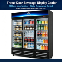 Réfrigérateur commercial à 3 portes vitrées pour boissons froides, jus, boissons gazeuses, pour supermarchés, magasins de proximité, bars, cafés