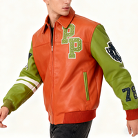 Veste en cuir de moto vintage personnalisée pour l'hiver, veste de baseball universitaire, veste bomber pour hommes