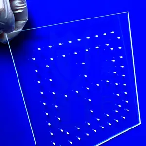 Placa de cristal de cuarzo UV con mira transparente rectangular redonda hecha a medida