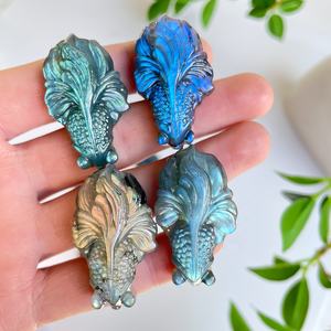 بيع بالجملة ديكورات كريستال لابرادوريت منحوتة يدويًا طبيعية عالية الجودة ذهبية روحية منحوتات زرقاء فلاش - Product Image 6