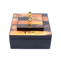 Boîte à thé en bois laqué de luxe, couvercle en placage de bois artistique, boîte de rangement pour sachets de thé à compartiments multiples