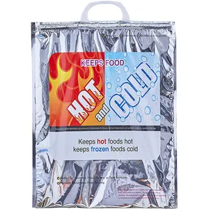 强化重型热冷午餐手提包可重复使用的食品储存箔绝缘袋，用于冷冻热物品包括