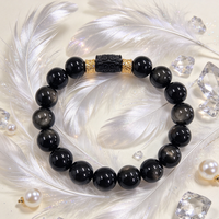 Bracelets perlés personnalisés faits à la main, tendance, en obsidienne 7A, bracelet en pierres naturelles DIY, pour cadeau, usage quotidien, bijoux