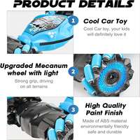Coche de Acrobacias con Control Remoto 4WD, Coche de Acrobacias con Sensor de Gestos, Rotación de 360 Grados, Juguete Todoterreno con Control Remoto para Niños, Regalo