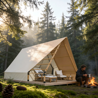 Tente triangulaire de safari haut de gamme en toile épaisse PVC Oxford Coton, imperméable quatre saisons, portable, une chambre, montage rapide