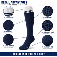 Chaussettes d'équitation montantes en coton pour femmes, confortables, anti-humidité, avec revers, personnalisables