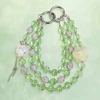 Chaîne de téléphone de luxe vert menthe perlée, breloque de sac couronne en cristal argenté style disco, porte-clés, cordon, bijoux faits main, vente en gros