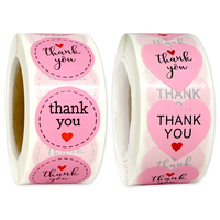 Autocollant rond rose « Merci » en forme de cœur, auto-adhésif, fait main, pour décoration de mariage et d'anniversaire