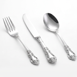 Elegant <b>Silver</b> Finished Flatware Set Stainless Steel <b>Mirror</b> Polish With <b>Ornate</b> Handles Dishwasher Safe For Wedding And Hotel - Product Image 1