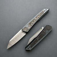 Couteau de poche pliable mini en acier inoxydable KS7050 OEM, EDC portable, manche en aluminium et fibre de carbone, léger, survie, camping en plein air