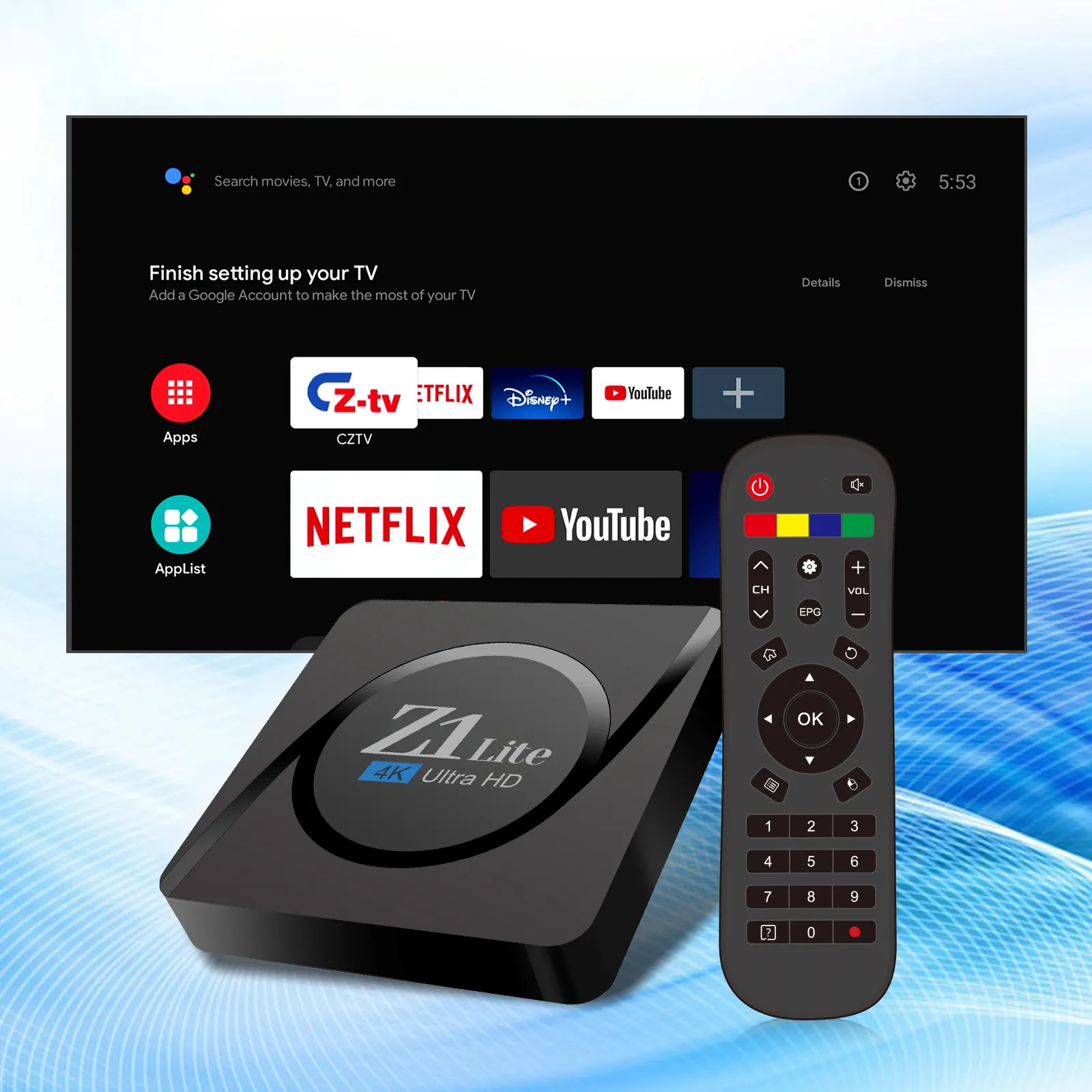 Z1 lite新しいATVボックスとIPTVプレーヤーAllwinner H313 Android 11.1 Android TVボックススマートセットトップボックス5.8G wifi IR BTリモート
