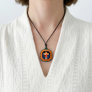 Collar Católico del Ascenso de Jesucristo, 100% Hecho a Mano, con Funda de Cuero, Arte Pintado en Relieve 3D, Amuletos Cristianos, Joyería Fina - Product Image 4