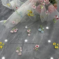 Tissu en maille 100 % acrylique résistant à l'abrasion, style vintage Hanfu, tricoté, nouveau modèle, broderie florale fraîche, directement de l'usine