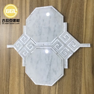 Carrara bằng đá cẩm thạch trắng bằng tia nước đá cẩm thạch khảm vỏ Inlay cho tường trang trí nội thất - Product Image 3