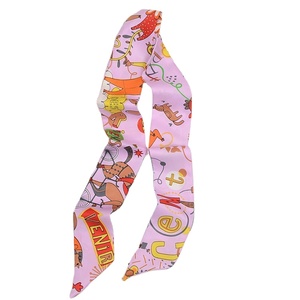 Venta al por mayor de las mujeres de mango largo flaco bufanda diadema estrecha sensación de seda lazo del <span class=keywords><strong>pelo</strong></span> y bolso cintas para las mujeres - Product Image 4