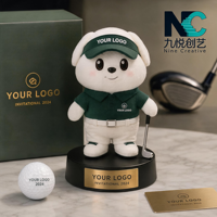Figurine en peluche personnalisée pour événements de golf avec casque et médaille, pour tournois sportifs et souvenirs d'événements, vente en gros OEM
