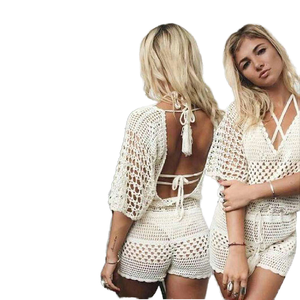 Beach Solid Polyester Women's One-Piece Swimsuit Cover-Up Set with Backless Design - Product Image 2