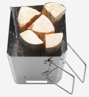 Allume-charbon pliable en acier inoxydable KT avec sac de rangement – Portable, résistant à la chaleur, réglable et facile à utiliser pour cuisine extérieure