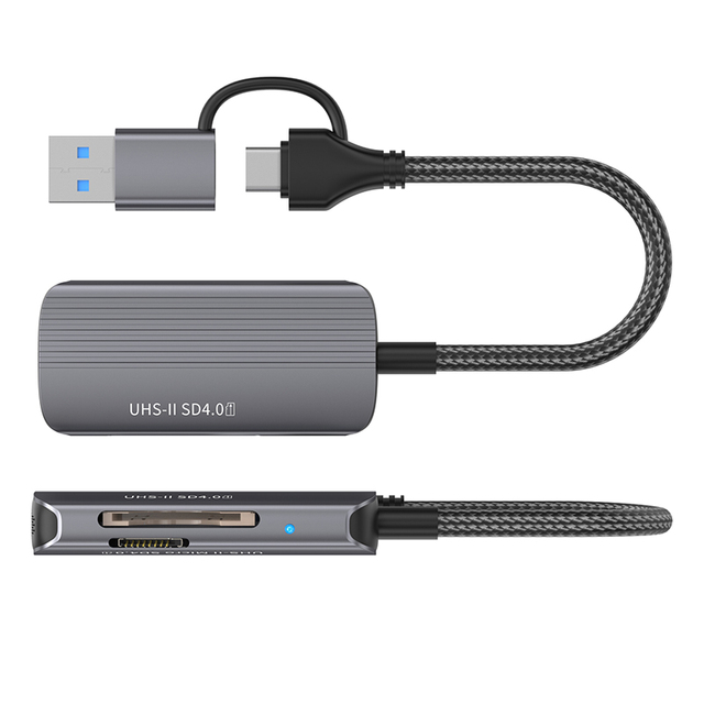 4.0 Dual Card Reader 2 in 1 with USB 4.0/Type-C Interface Capable of Reading Both SD and TF Dual Cards