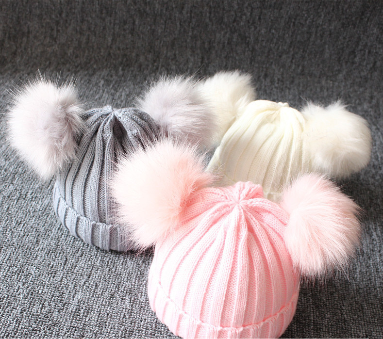 Шапка-бини с помпоном для новорожденных, на осень/зиму