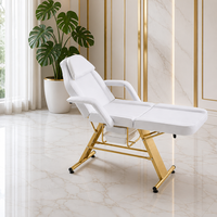 Table de massage pliable professionnelle moderne, cadre en acier inoxydable, appui-tête intégré, éponge haute densité, salon commercial