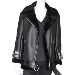 Di alta qualità reale di agnello giacche di <span class=keywords><strong>pelle</strong></span> genuino del motociclo di lana del cappotto freddo degli uomini delle donne cappotto - Product Image 1