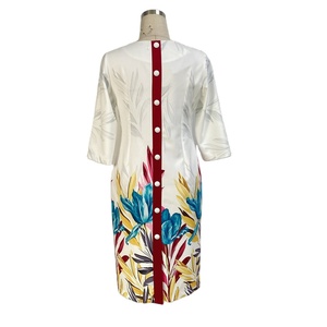 NUEVA COLECCIÓN Vestidos Formales de Gasa con Estampado Floral, Botones, Manga Larga, Corte Lápiz, para Iglesia, Largos hasta la Rodilla - Product Image 3