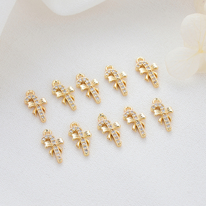 Nhà Máy Bán Buôn 14K Mạ Vàng Đa Hình Dạng Violin Bướm Tay Shape Charm Pendant Đối Với Trang Sức Làm - Product Image 3