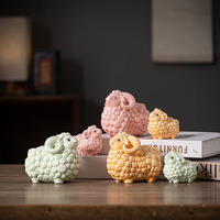 Ornement en céramique Mouton, Adorable petit agneau fabriqué en Chine, Décoration pour salon, entrée, bureau, Mascotte du Zodiaque pour l'année du Mouton