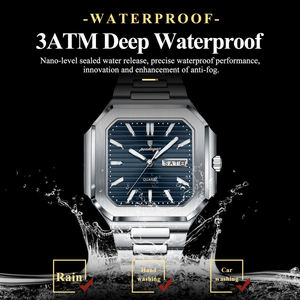 Poedagar 672 Nuevo Reloj de Pulsera de Cuarzo Cuadrado de Acero Inoxidable de Lujo para Hombre, Resistente al Agua, Luminoso, con Indicador de Fecha - Product Image 4