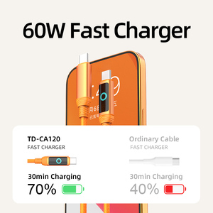 Câble USB C vers USB C 60W PD, charge rapide, synchronisation des données, nylon tressé, affichage numérique, <span class=keywords><strong>cordon</strong></span> de charge Type C 1,5 m <span class=keywords><strong>pour</strong></span> ordinateur <span class=keywords><strong>portable</strong></span>, téléphone - Product Image 4