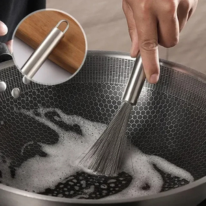 Wholesale Useful Stainless Steel Pan <b>Brush</b> with Long Handle Strong Decontamination Kitchen Cleaning Tools Home Supplies - Product Image 1