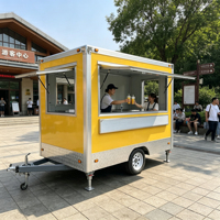 Remorque alimentaire mobile de type boîte carrée verrouillable, prête à l'emploi, avec toit résistant aux intempéries et plaque de protection pour les vendeurs de rue nocturnes